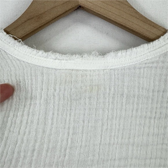 Gauzy White Cotton Top Womens Large Beachy Relaxed Boho Tropical Breathable - Picture 16 of 16